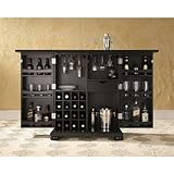Crosley Furniture Alexandria Expandable Bar Cabinet in Black Finish