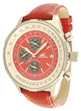 Adee Kaye Mens Navigator Pilot Chronograph Watch w/ Red Dial