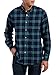 Mens 100% Cotton Flannel Shirt - [Navy-Green Plaid]- Medium