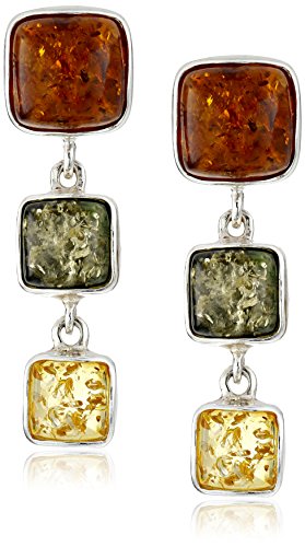 Sterling Silver Multi-Color Amber Drop Earrings