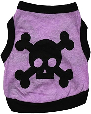 Droolingdog pet dog skeleton pattern T-shirt vest (small, purple)