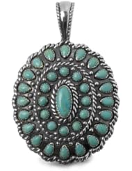 Southwest Spirit Sterling Silver Kingman Turquoise Blue-Green Cluster Enhancer