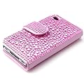 Coque en strass pour iPhone 4/4S - kwmobile - Cuir Rose / Strass Rose