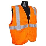 Radians 2 Pockets Mesh High Visibility Neon Orange Zipper Front Safety Vest with Reflective Strips - Meets Ansi/isea Standards, Size Medium