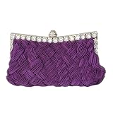 LadyGirl Knit-Style Prom & Party Evening Handbag With Crystals, Clutch Bag, Gift Ideas--Colors Various, Price/Piece -PURPLE