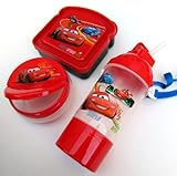 3-piece Disney Pixar Cars Lunch Set - Pixar Cars Canteen Sipper with Straw, Pixar Cars Sandwich Box