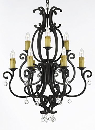 Hamilton Home Colonial Umber Finished Multi Tier Chandelier Chandeliers Lighting with Crystal Balls - Good for Dining Room, Foyer, Entryway !