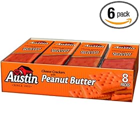 Austin Cheese Crackers with Peanut Butter, 11-Ounce (Pack of 6)