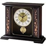 Seiko Mantle Clock Wooden Case Floral Accents Pendulum