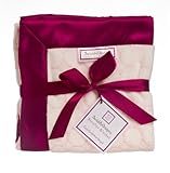 SwaddleDesigns Stroller Blanket - Ivory with Pink Puff Circles & Very Berry Satin