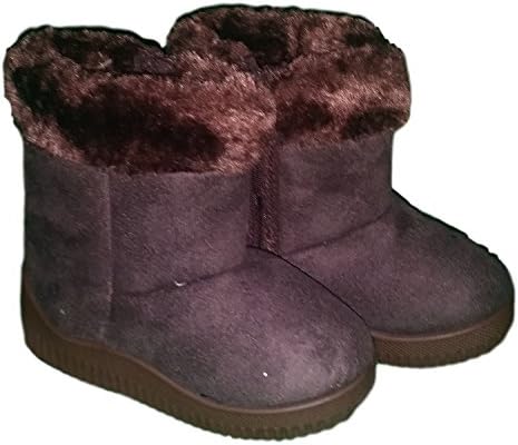 Fashion Boots with Fur Trim for Baby Toddler Girls (US Toddler 5M, Brown)