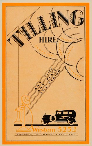 1933 Tilling Hire Vintage Car Art Deco Font Mini Poster - Original Mini Poster