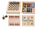 SPIELESAMMLUNG HOLZ DOMINO LUDO SCHACH BACKGAMMEN SPIEL - woody
