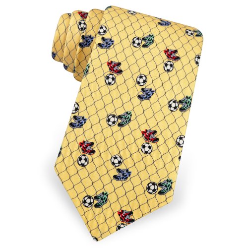 Boy's Silk Goal Tie by Alynn Novelty In Yellow