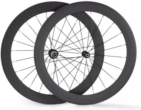 Baixiang 700c 60mm Clincher Carbon Wheels 1740g Bicycle Wheelset with Novatec Hub (red hub and red nipple)