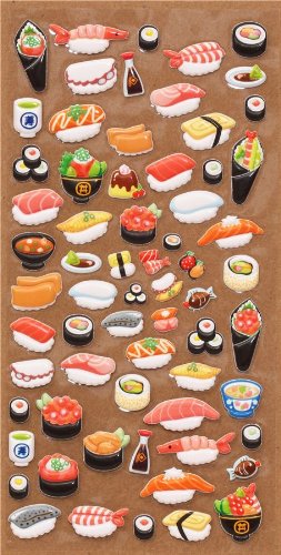 Imagen 2 de Divertido set de pegatinas blanditas 3D librito sushi