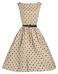 Cocktail Polka Dot Print Cotton/Elastane Vintage Evening Dress/Wedding Party Dress 
