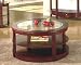 Contemporary Cherry Finish Round Storage Coffee / Cocktail Table