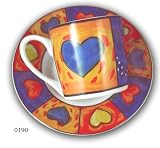 EGH 0190 Amore Set of 6 Espresso Cups and Saucers With Fine Porcelain