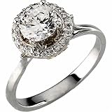 0.10 Ct.T.W. Round Brilliant Cut Diamonds, 14K Two Tone Gold. Two Tone Haloa Diamond Ring, Semi-Mount Setting (Center stone is not included)