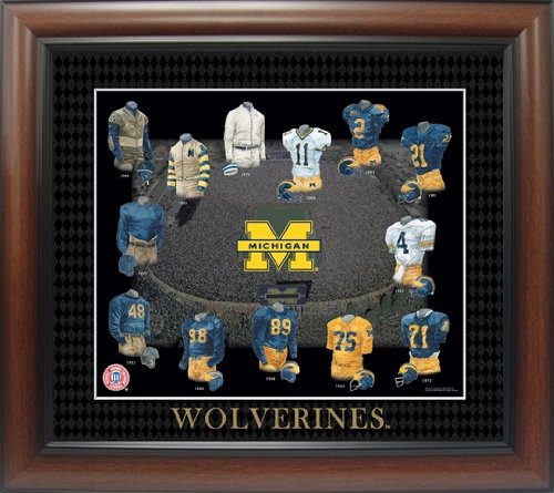 Evolution of the Michigan Football Uniform - Framed Art - 16 x 18 inches