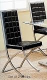 Review visiondecor Furniture  / 2 Contemporary Silver Finish Black Vinyl Seat Back Dining Chairs/Chair