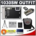 Olympus Stylus 1030SW 10.1MP Digital Camera with 3.6x Optical Wide Angle Zoom (Black) + 4GB Memory Card + Spare Battery + Accessory Kit