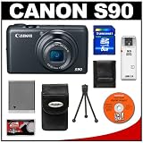 Canon PowerShot S90 Compact Digital Camera + 8GB SD Card + Spare NB-6L Battery + Case + Accessory Kit