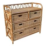 81cm Rattan Four Drawer Storage Unit