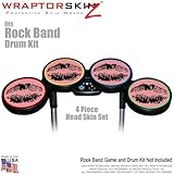 Big Kiss Black on Pink Skin by WraptorSkinz fits Rock Band Drum Set for Nintendo Wii, XBOX 360, PS2 