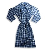 Claiborne - Mens Flannel Plaid Robe, Blue, White
