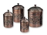 Old Dutch International Antique Embossed Canisters, Set of 4