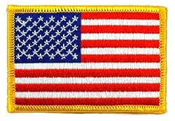 American Flag Embroidered Patch Gold Border USA United States of America Military Uniform Emblem