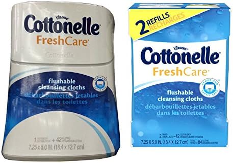 Cottonelle Fresh Care Flushable Cleansing Cloths Dispenser with 42 Cloths + 84 Refillable Cloths