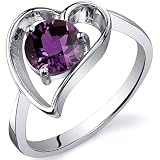 Heart Shape 1.00 carats Alexandrite Solitaire Ring in Sterling Silver Rhodium Finish Available in Sizes 5 thru 9