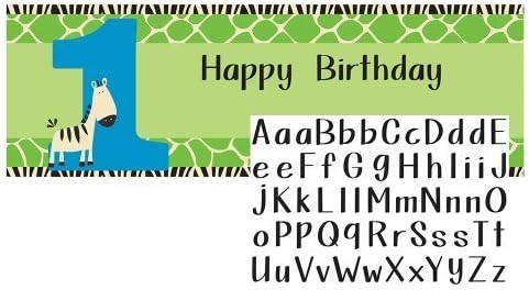 Wild at One Zebra Party - 1st Birthday Party Giant Personalised Banner