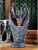 13.5" Dracula Dragon Gargoyle Sculpture Statue Lamp - Set of 2