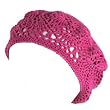 New Cotton Light Hand Knit Crochet Slouchy Beret Hat Pink