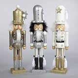 Hollywood Silver and Black Glittered Wooden Christmas Soldier Nutcracker 17 