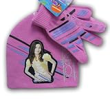 iCarly Girl's Pink Knit Beanie Hat and Glove Set (7-14)