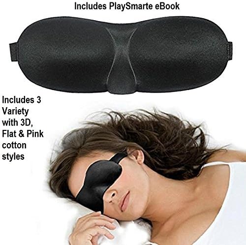 Playsmarte Eye Mask for Puffy Eyes Variety Black 3d Flat &amp; Pink Color Relaxing Comfort Night Sleep Aid