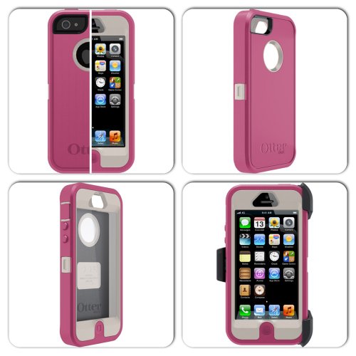 Buy Otterbox Defender Series Case for Iphone 5 With Belt Clip - Retail Packaging - Peony Pink / Stone White / Black