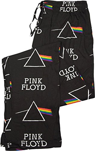 Pink Floyd Men's Sleep Pants Bottoms Dark Side of the Moon Print Cotton Black