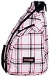 Pink Plaid Cross Body Sling Messenger Backpack / Outdoor Daypack Bag