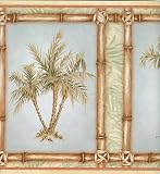 Stormy Gray Framed Palms Wallpaper Border