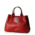 Borsetta per le Icone Henkeltasche Handtasche edel Kelly Leder Strauss Pr�gung rot inkl. Trageriemen