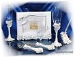 Wedding Guest book, Toasting glasses, cake knife and pen set W153F