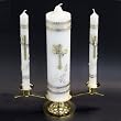 3-pc Wedding Candle Set with Brass Base - Gold Finish