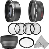 52MM Accessory Kit for NIKON DSLR Cameras including D5100 D5000 D3200 D3000 D90 D80 - Includes: 2.2X Telephoto and 0.43X Wide Angle High Definition Lenses + Star Filter + Macro Close-Up Set + Rubber Collapsible Lens Hood + Premium MagicFiber Microfiber Le
