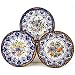  Hand Painted Aranjuez Flor Ceramic Plates - Set of 3